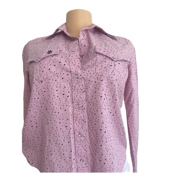 Old West Tops - Old West Original Western Shirt Womens size, small pink, Snap Cowgi